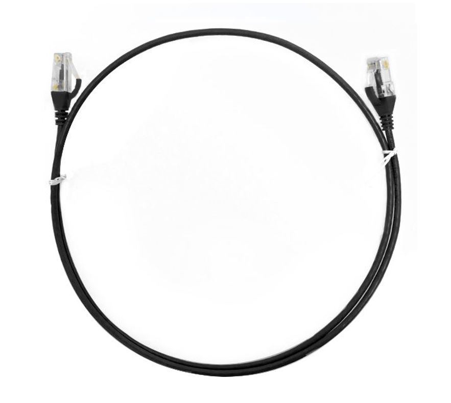 V177-L-CBAT-CAT6THINBK-025M_CBAT-CAT6THINBK-025M__21088_1 8WARE CAT6 Ultra Thin Slim Cable 0.25m / 25cm - Black Color Premium RJ45 Ethernet Network LAN UTP Patch Cord 26AWG for Data Only, not PoE - Image 1