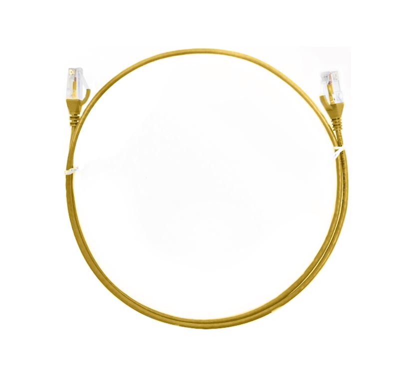 V177-L-CBAT-CAT6THINYE-050M_CBAT-CAT6THINYE-050M__30546_1 8WARE CAT6 Ultra Thin Slim Cable 0.5m / 50cm - Yellow Color Premium RJ45 Ethernet Network LAN UTP Patch Cord 26AWG for Data Only, not PoE - Image 1