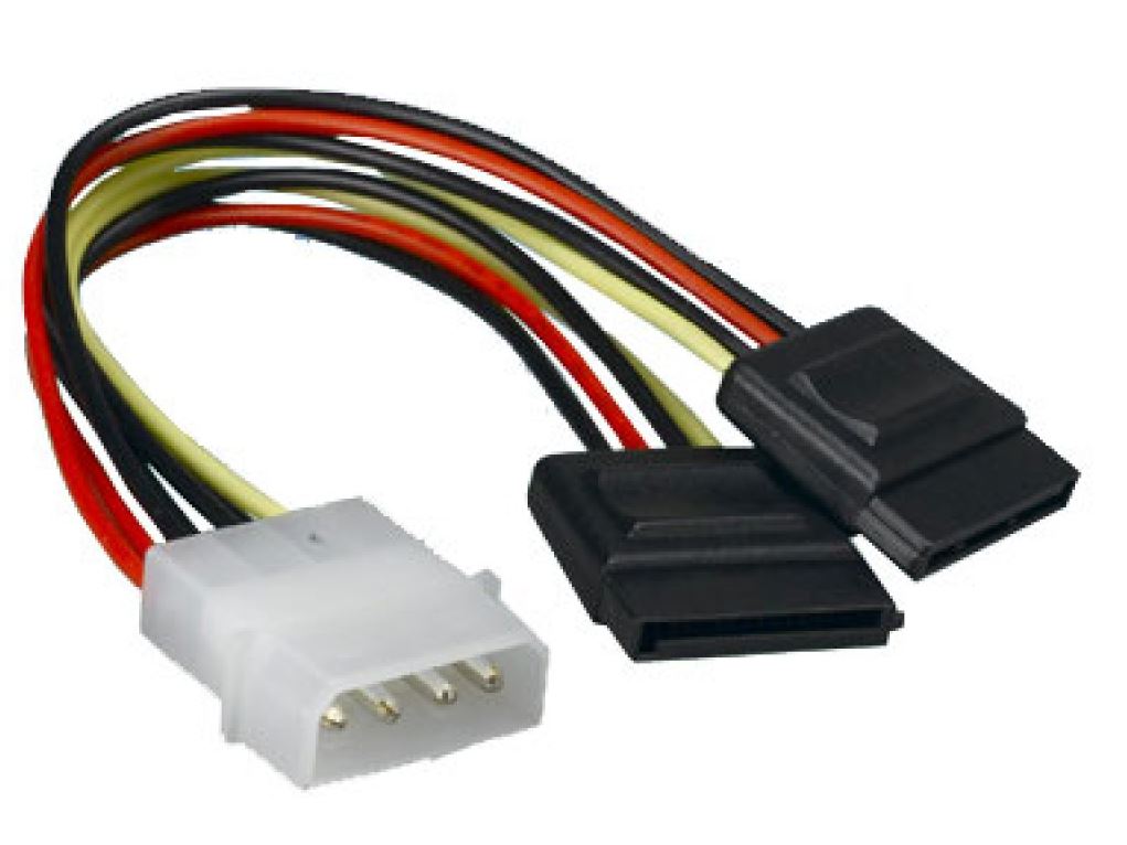 V177-L-CBAT-MOLEX-TO-SATAX2_CBAT-MOLEX-TO-SATAX2__93490_1 ASTROTEK Internal Power to SATA Molex Cable - 4 pins to 2x 15 pins 18AWG RoHS - Image 1