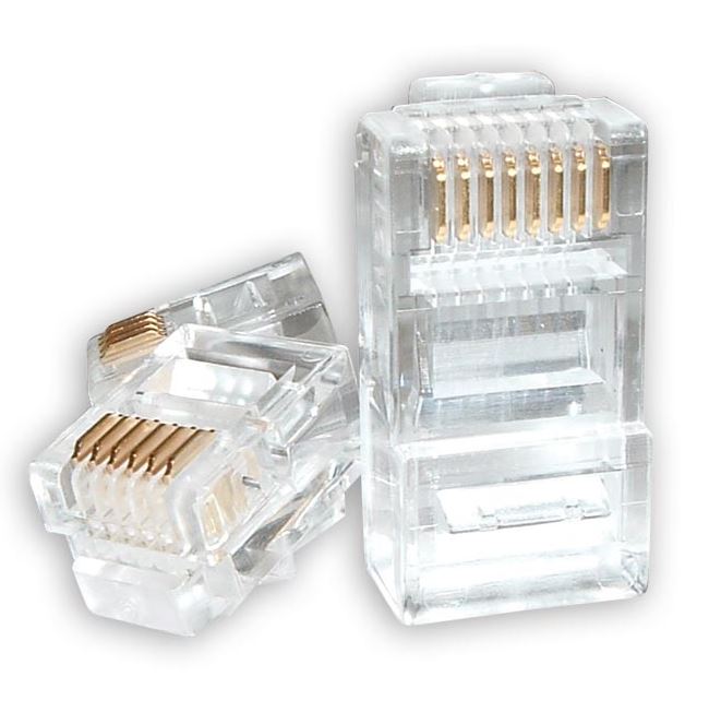 V177-L-CBAT-RJ45PLUG-5E-CBAT-RJ45PLUG-5E__34837-00 ASTROTEK RJ45 Connector Modular Plug Crimp 8P8C CAT5e LAN Network Ethernet Head 2 Prong Blade 3u' Transparent (20/pack) CBATP-8P8C-5E-2 - Image 1
