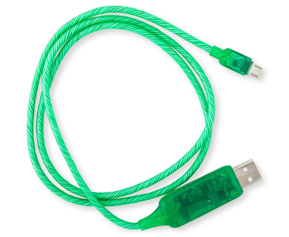 V177-L-CBGB-CK-VS802-GN-CBGB-CK-VS802-GN__83104-00 GENERIC 1m LED Light Up Visible Flowing Micro USB Charger Data Cable Green Charging Cord for Samsung LG Android Mobile Phone - Image 1