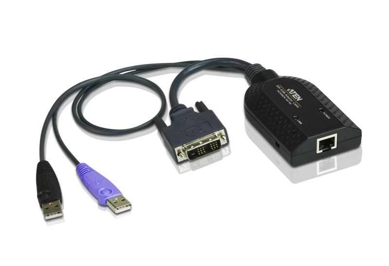 V177-L-KVA-KA7166-KVA-KA7166__67955-00 ATEN KVM Cable Adapter with RJ45 to DVI, USB for KH, KL, KM and KN series - Image 1