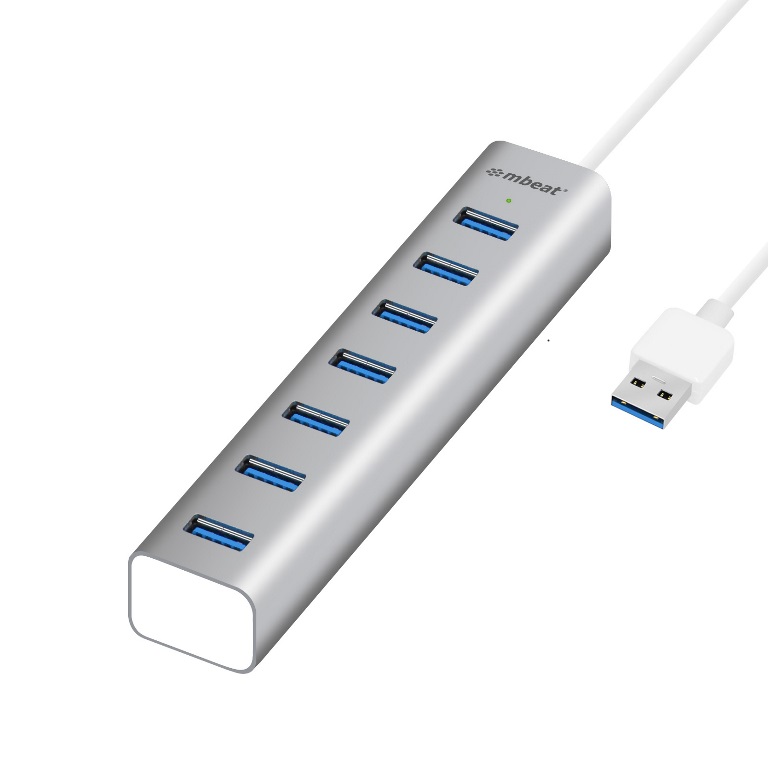 V177-L-USMB-MB-HUB768-USMB-MB-HUB768__09587-00 MBEAT 7-Port USB 3.0 Powered Hub - USB 2.0/1.1/Aluminium Slim Design Hub with Fast Data Speeds (5Gbps) Power Delivery for PC and MAC devices - Image 1