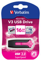 V177-L-USV-49178-USV-49178__30419-00 VERBATIM 16GB V3 USB3.0 Pink Store'n'Go V3; Rectractable - Image 1