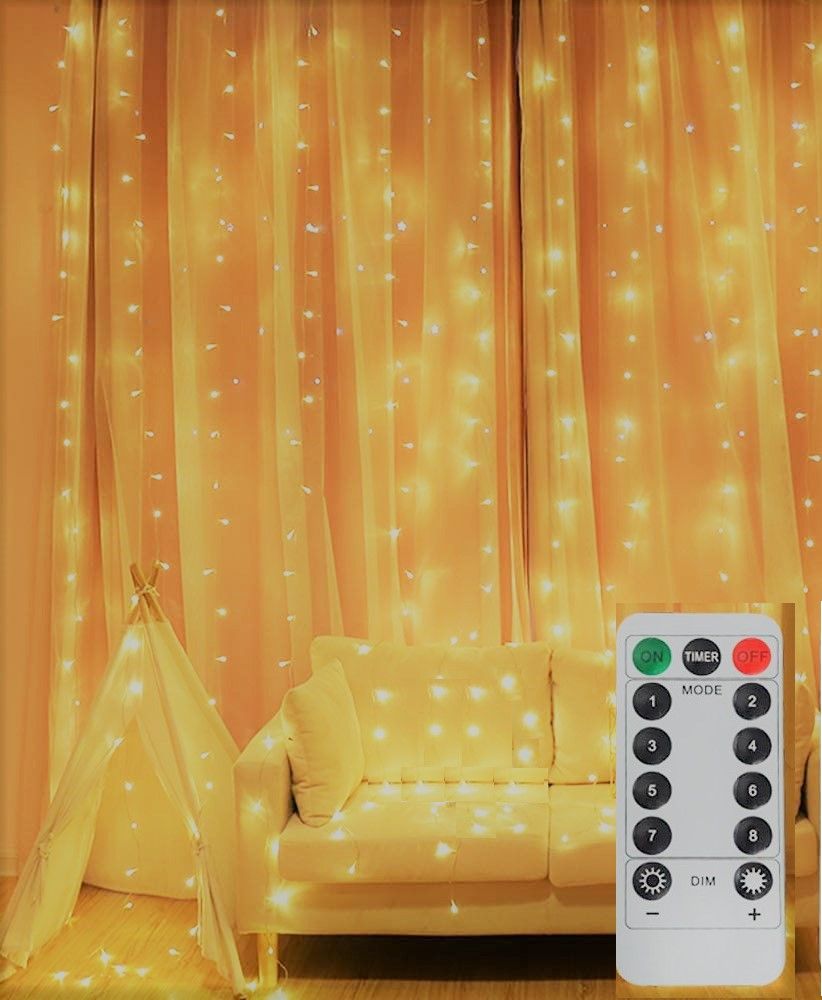 V178-14667-14667_1_nRkFNhCPa-00 USB Powered 300 LED Curtain String Light with 8 Modes and Remote Control for Bedroom Party Wedding Decorations - Image 1