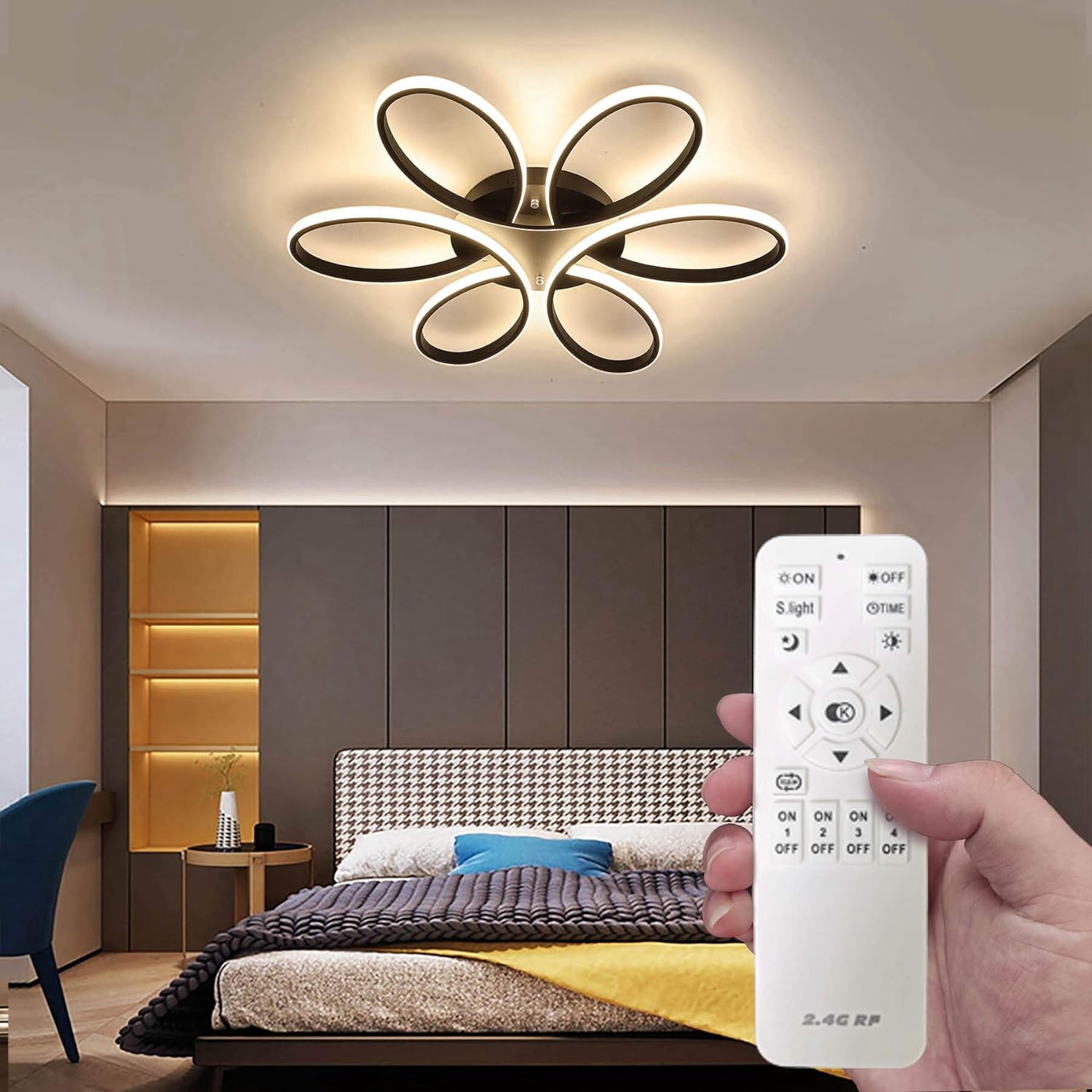 V178-28961-139745-00 Modern LED Chandelier Flush Mount Lamp Remote Control (60cm) - Image 1