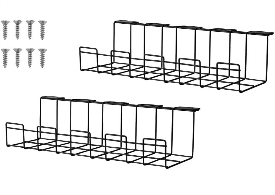 V178-34363-139710-00 2 Pack Under Desk Cable Management Tray, Black - Image 1