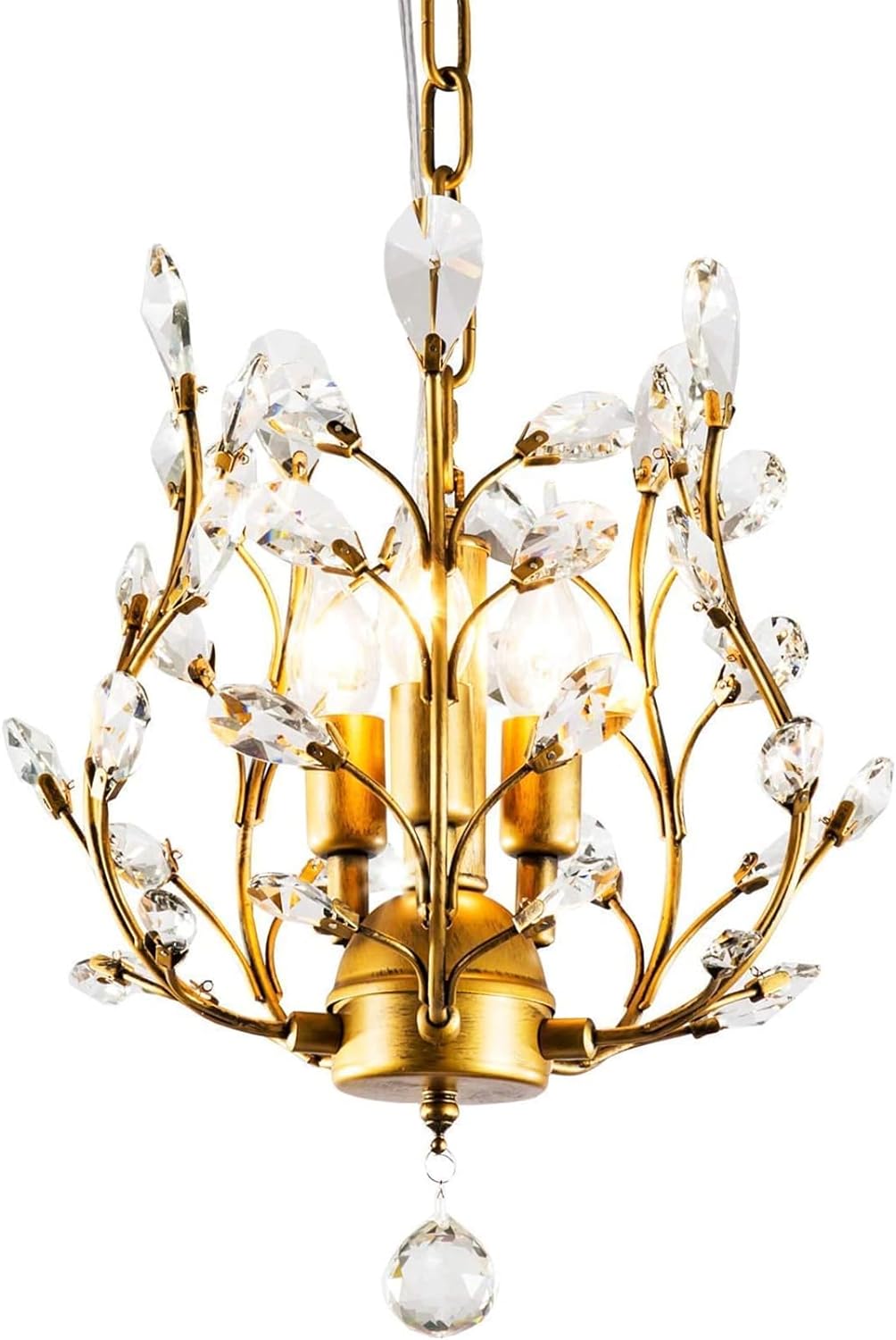 V178-34577-139708-00 Crystal Chandelier Vintage, 3 Lights, Gold - Image 1