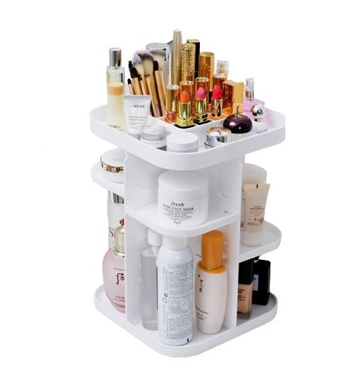 V178-36034-36034_1__Ap_HnwYr-00 360 Rotating Large Capacity Makeup Organizer for Bedroom and Bathroom (White) - Image 1