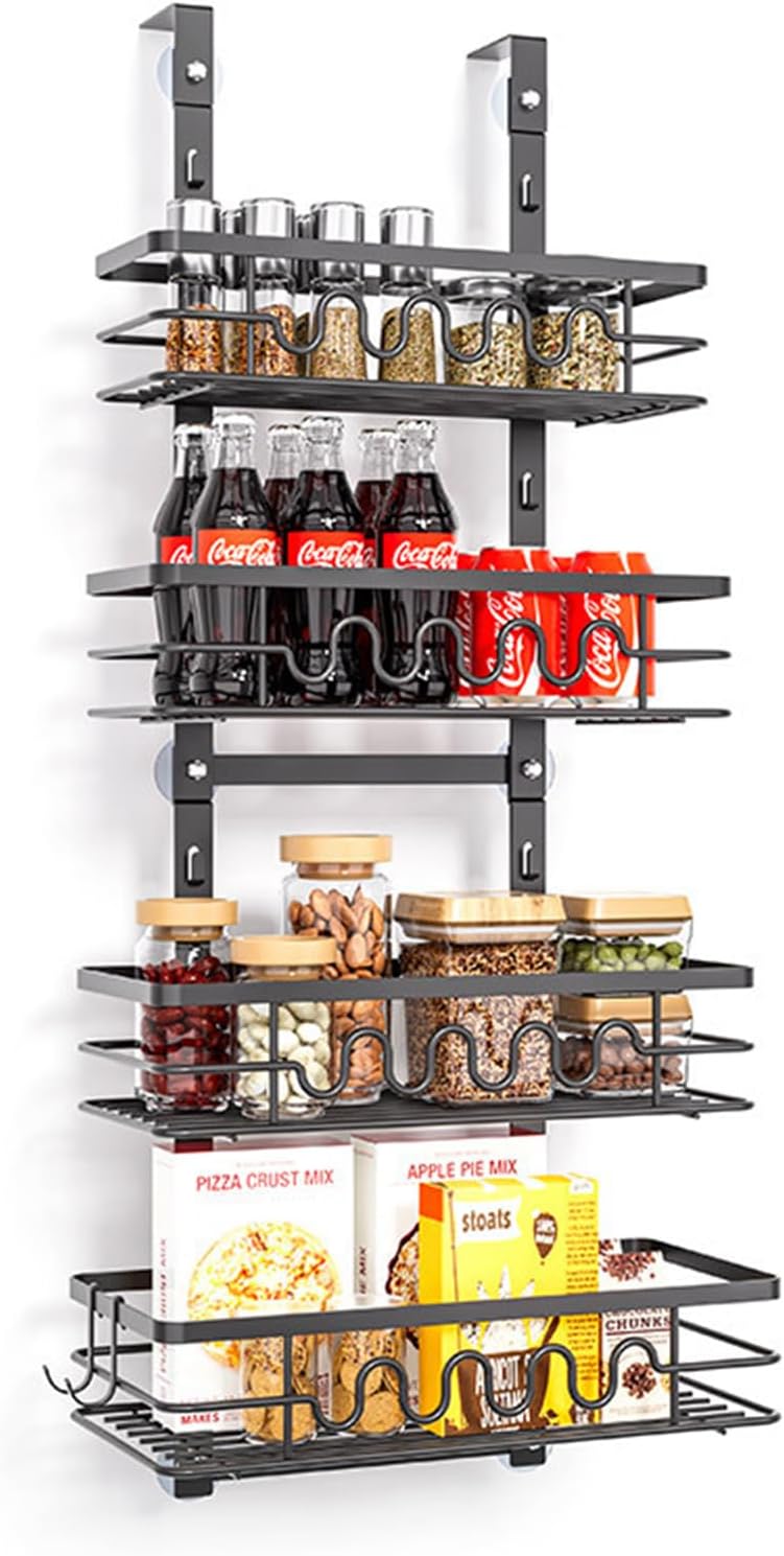 V178-36126-216248-00 4 Tier Adjustable Baskets Over Door Pantry Organiser for Home Kitchen - Image 1