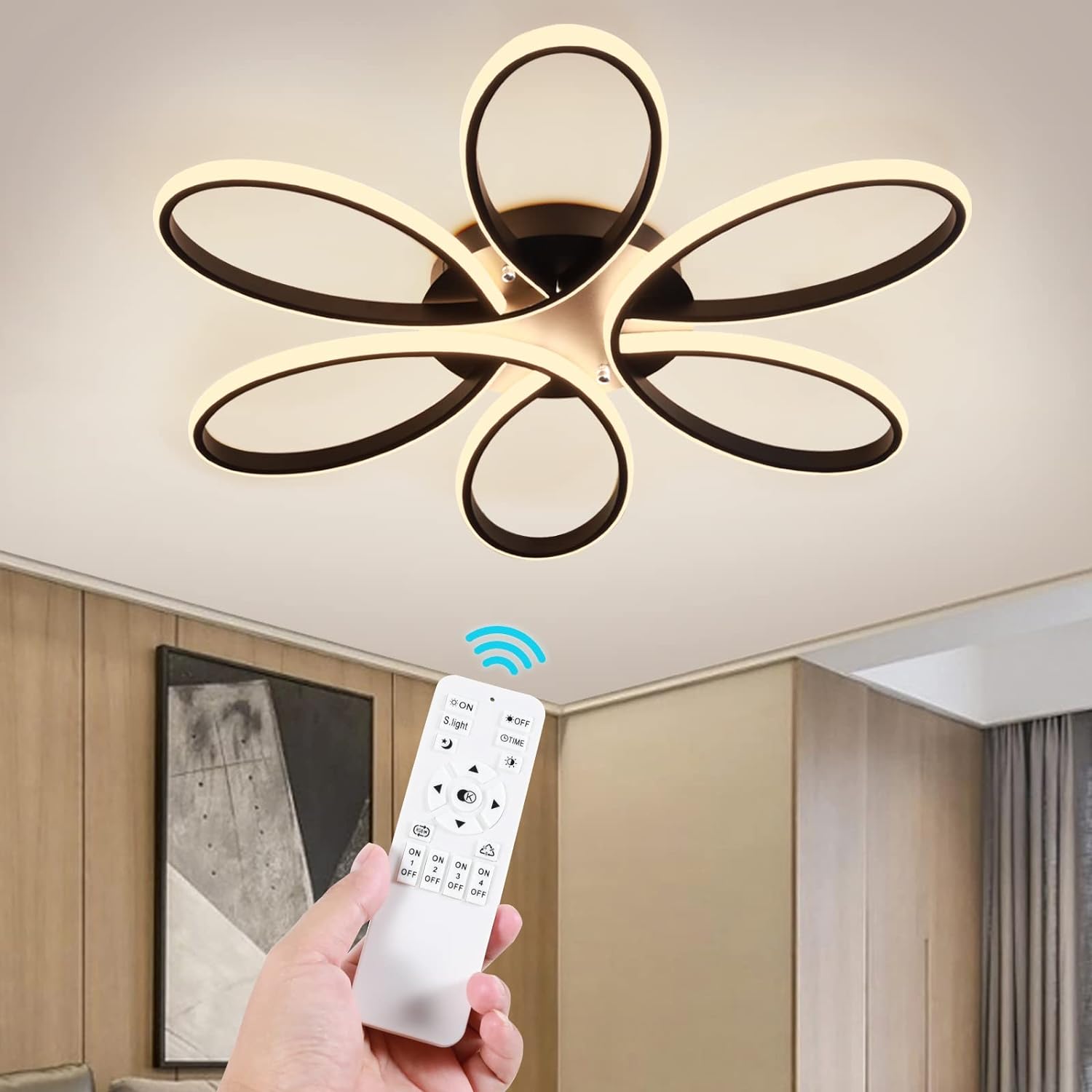 V178-39037-139678-00 Modern LED Chandelier Light Fixture Dimmable Remote (75 cm) - Image 1