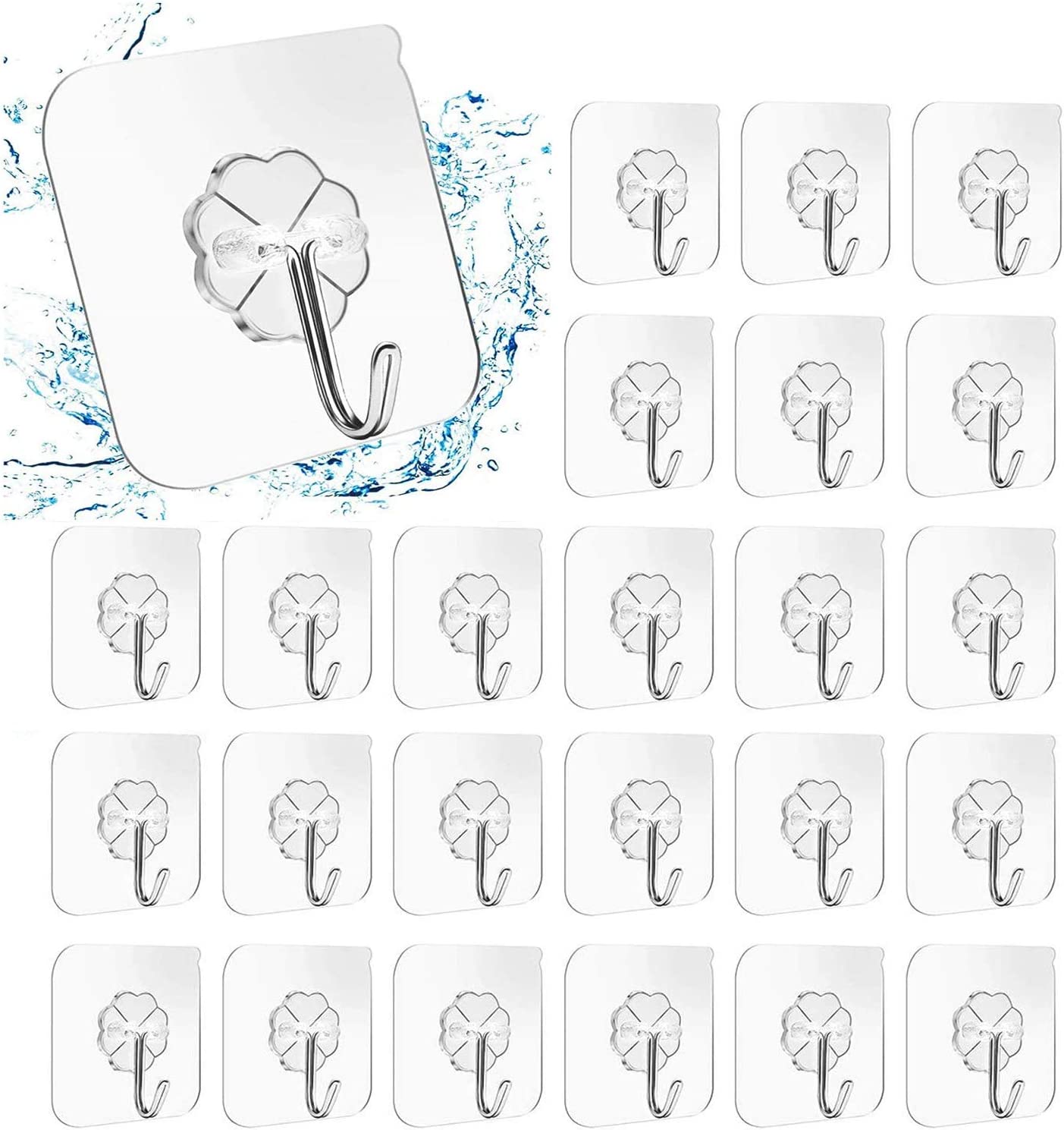 V178-83096-83096_1_bD9e4uwqA-00 24 Packs Heavy Duty Adhesive Hooks Kitchen Wall Hooks - Image 1