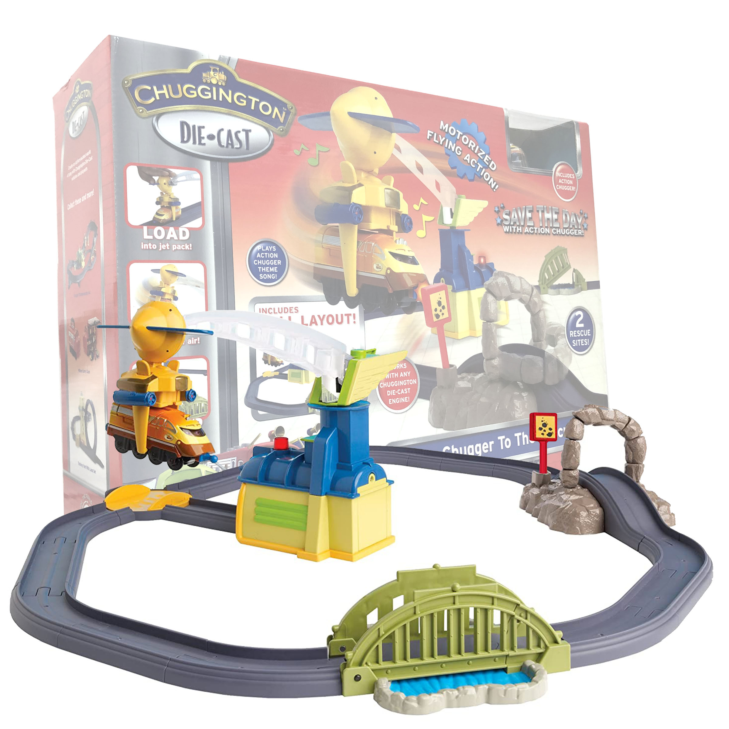 V185-54209_54209aa_1 Chuggington Die Cast Train Action Chugger to the Rescue Track Playset - Image 1