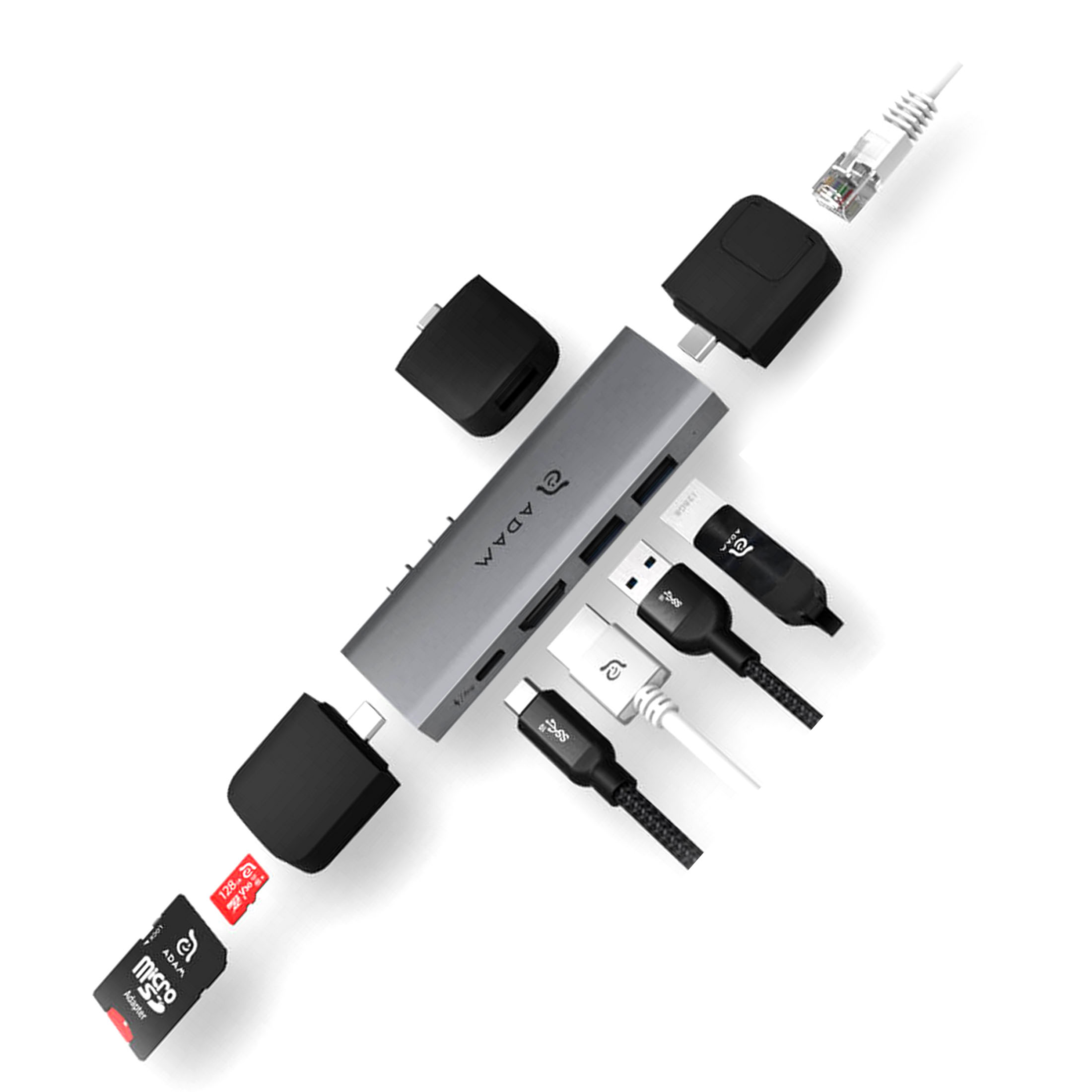 V185-CASA10EGREY_10egrey1_1 Adam Elements CASA HUB 10E SUPER DOCK USB-C TB3 8K HDMI Macbook Laptop - Image 1