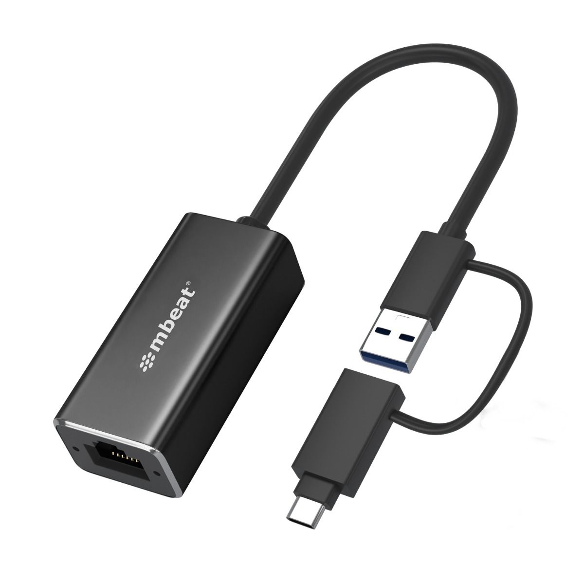 V186-MB-CU3-LAN-97434-00 mbeat 2-in-1 USB 3.1 Gigabit LAN Adapter with USB-C Converter - Image 1