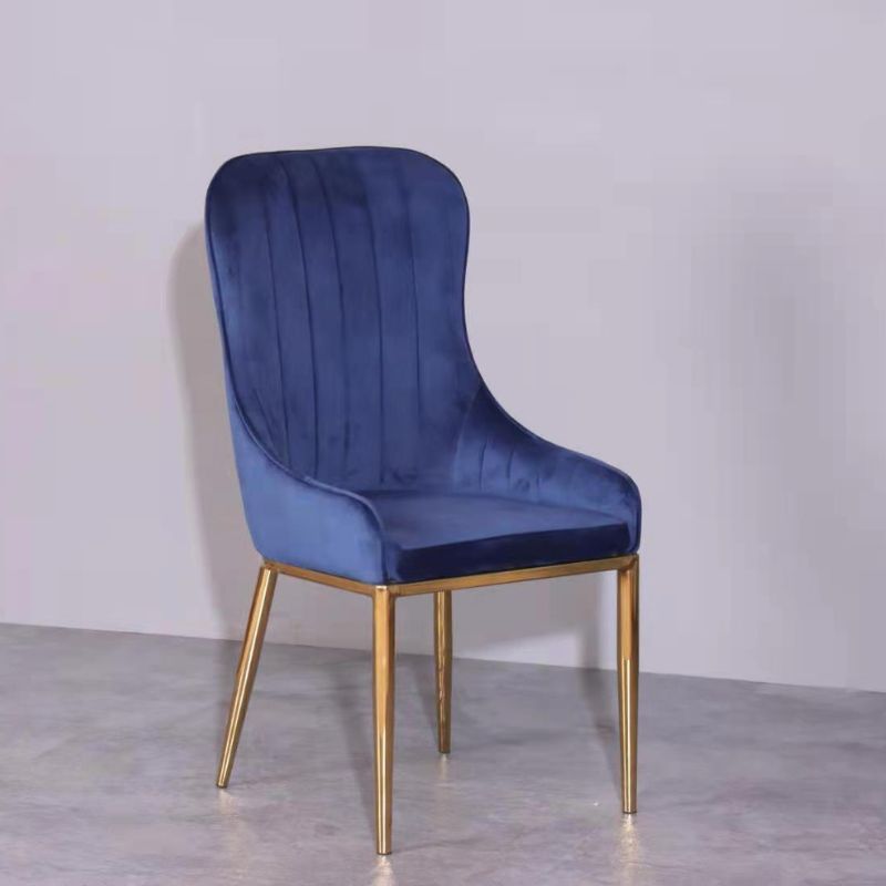 V195-DCBL-GD-4PC-203165-00 Vivian Blue Gold Velvet Dining Chair 4PC - Image 1
