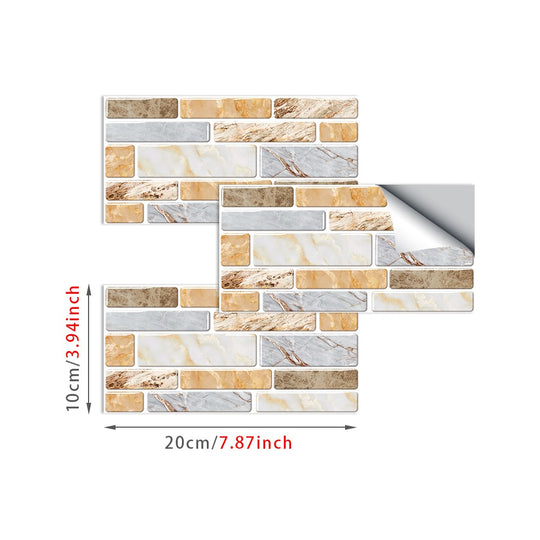 V195-TP03_TP-003.5_540x_1 9PCS Mosaic Marble Bricks Self-adhesive Bathroom Kitchen Wall Tile Sticker Golden Fawn - Image 1