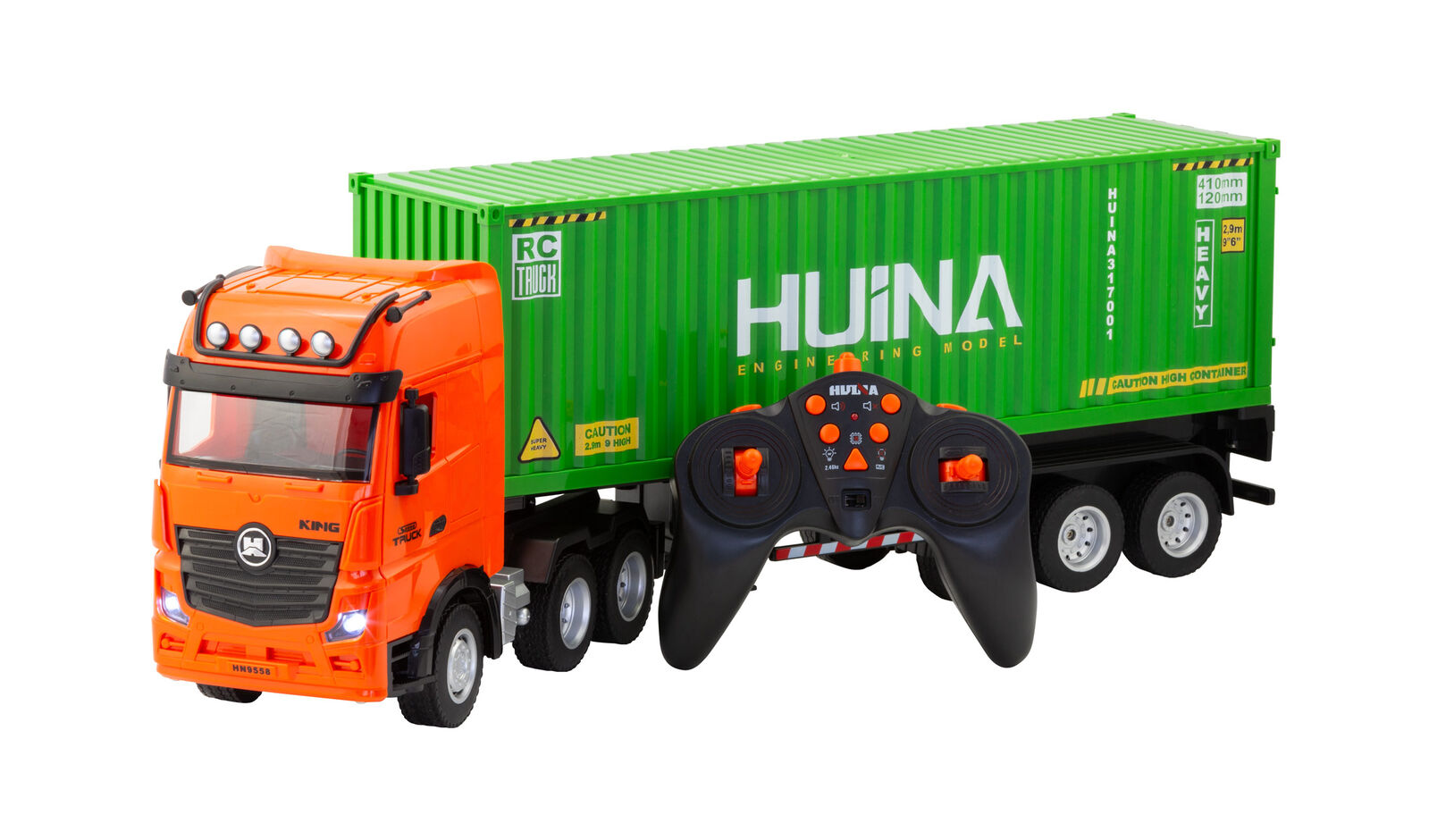 V196-1317-202506101436-00 1:18 Scale 9-Channel Alloy Remote Control Container Truck with Lights & Sound for Indoor Play - Image 1