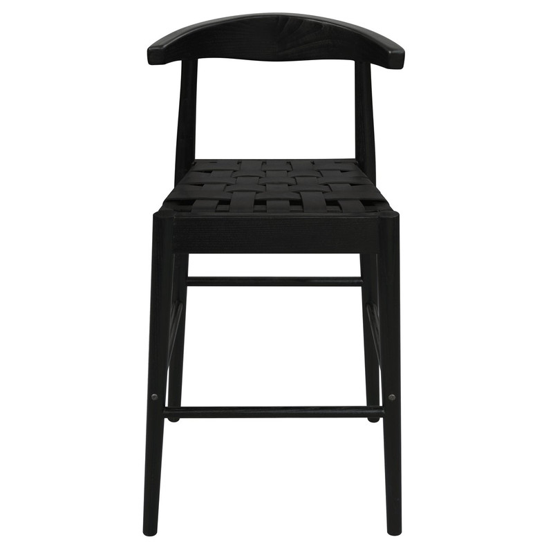 V199-BR091NKLHB-210520-00 Elliot Leather Kitchen Counter Stool (Black) - Image 1