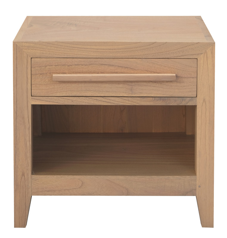 V199-BS001LELNI-189628-00 Dion 1-Drawer Solid Mindi Bedside Table (Natural) - Image 1