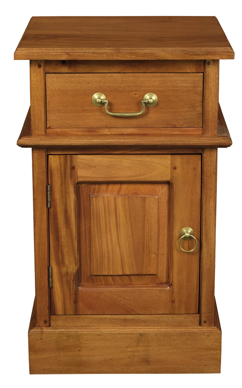 V199-BS101PNLLP-149100-00 Tasmania 1 Solid Door 1 Drawer Bedside (Light Pecan) - Image 1
