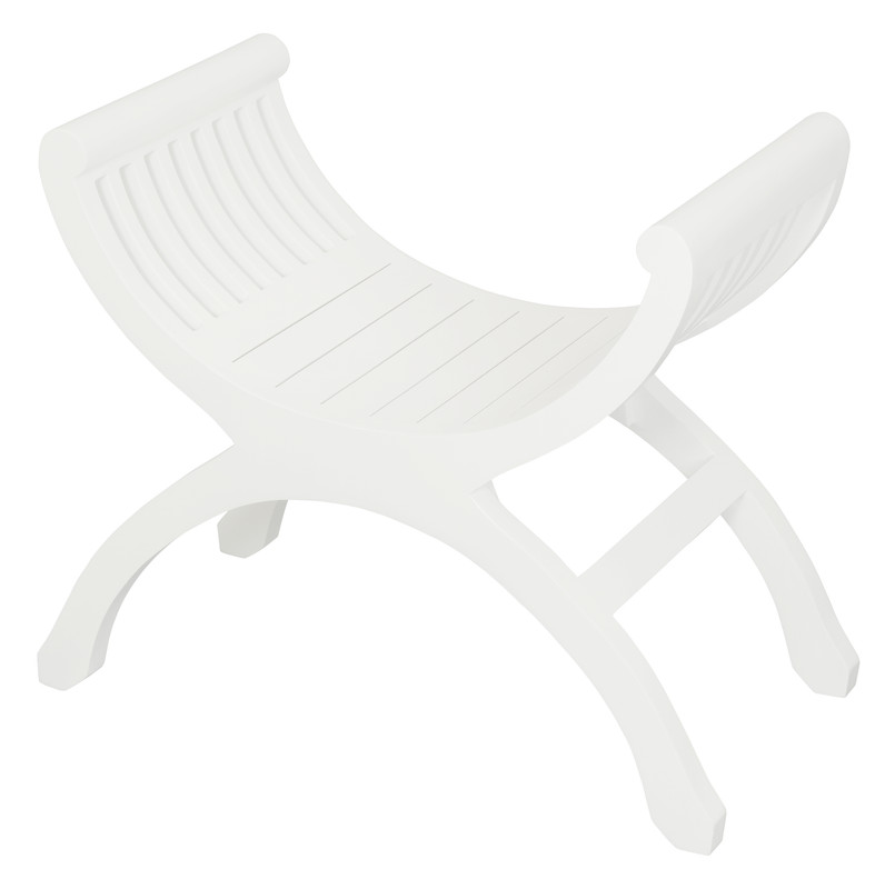 V199-CH001TWWH-189634-00 Maeve Solid Mahogany Single Seater Stool (White) - Image 1