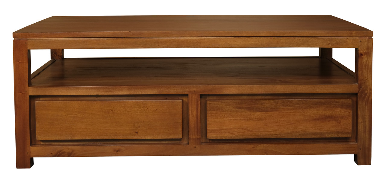 V199-CT004TALP-202504141845-00 Amsterdam 4 Drawer Coffee Table (Light Pecan) - Image 1