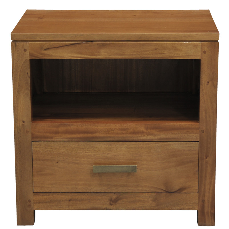 V199-LT001PNMKLP-189668-00 Paris 1 Drawer Solid Mahogany Timber Lamp Table (Light Pecan) - Image 1