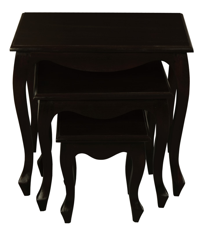 V199-NT300QAC-202504211111-00 Queen Ann Nest of Table Set of 3 (Chocolate) - Image 1