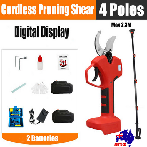 V201-CUT0050RE8AU-208711-00 Cordless Brushless 4 Pole Pruning Shear Secateur With 2 Batteries Bush Cutter RED - Image 1