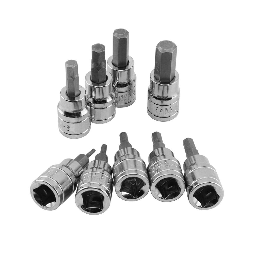 V201-EBP0035AU-82229-00 9pcs Allen Key Sockets Hex Bit Socket Set 3/8" Drive Drill Metric Tools 2-10mm - Image 1