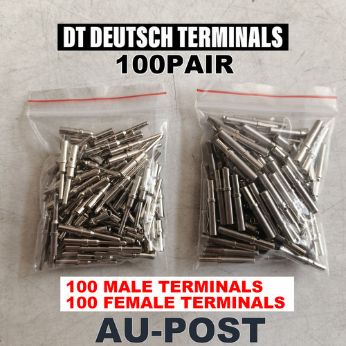 V201-EDT0100SI8AU-203036-00 100 Pairs Deutsch Solid Terminal No.16 Contact Pins Male Female Connector Plug - Image 1