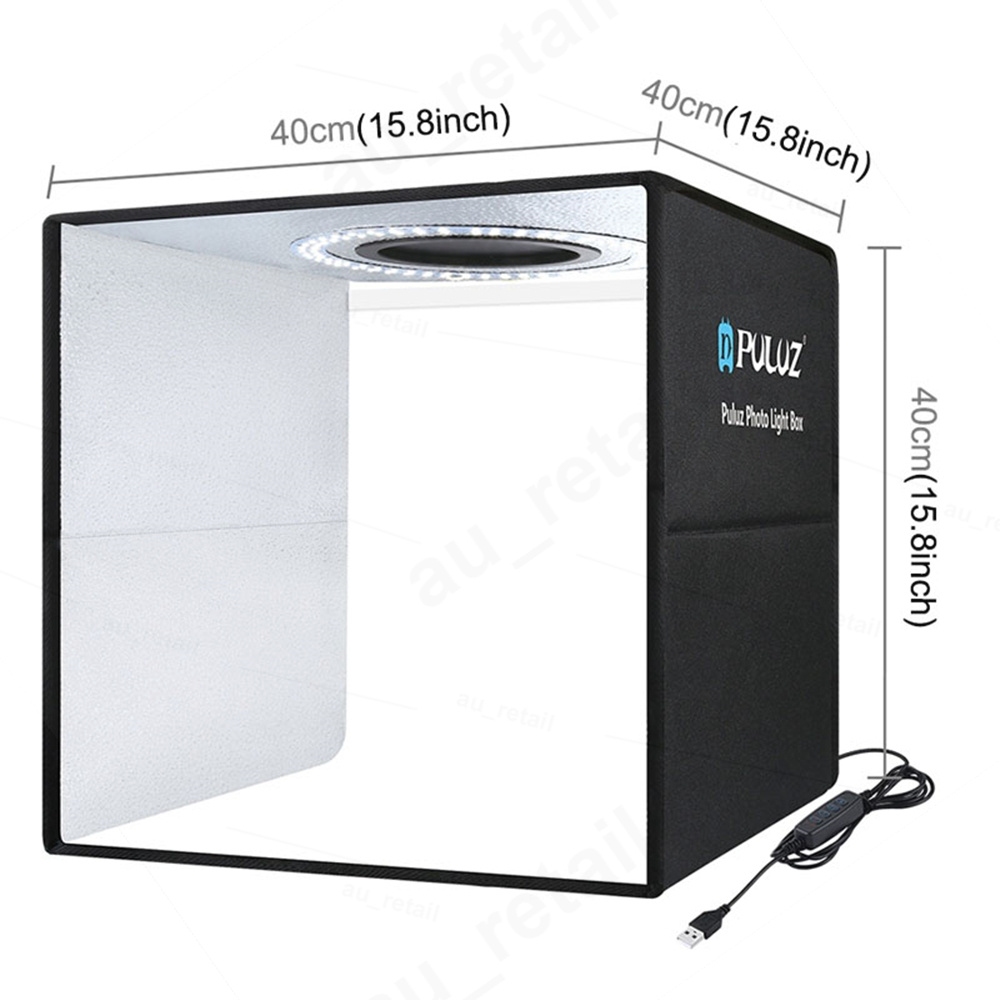 V201-ELYEWUBLETC007-67159-00 40CM Portable Photo Studio LED Light Tent Bar Cube Soft Box Room Photography - Image 1