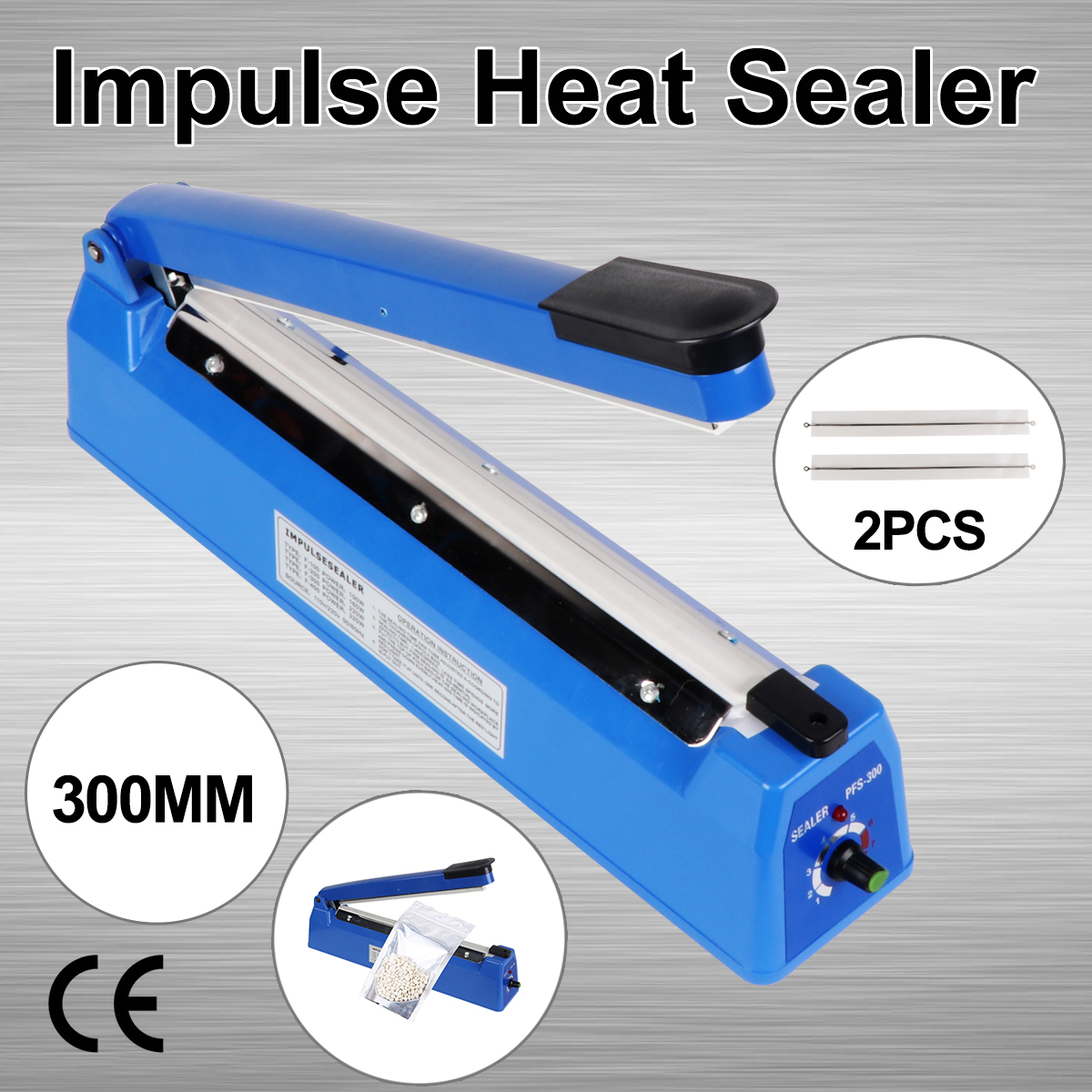 V201-FDZ0812DB8AU-10-00 300mm Impulse Heat Sealer Sealing SAA Machine Electric Plastic Poly Bag - Image 1