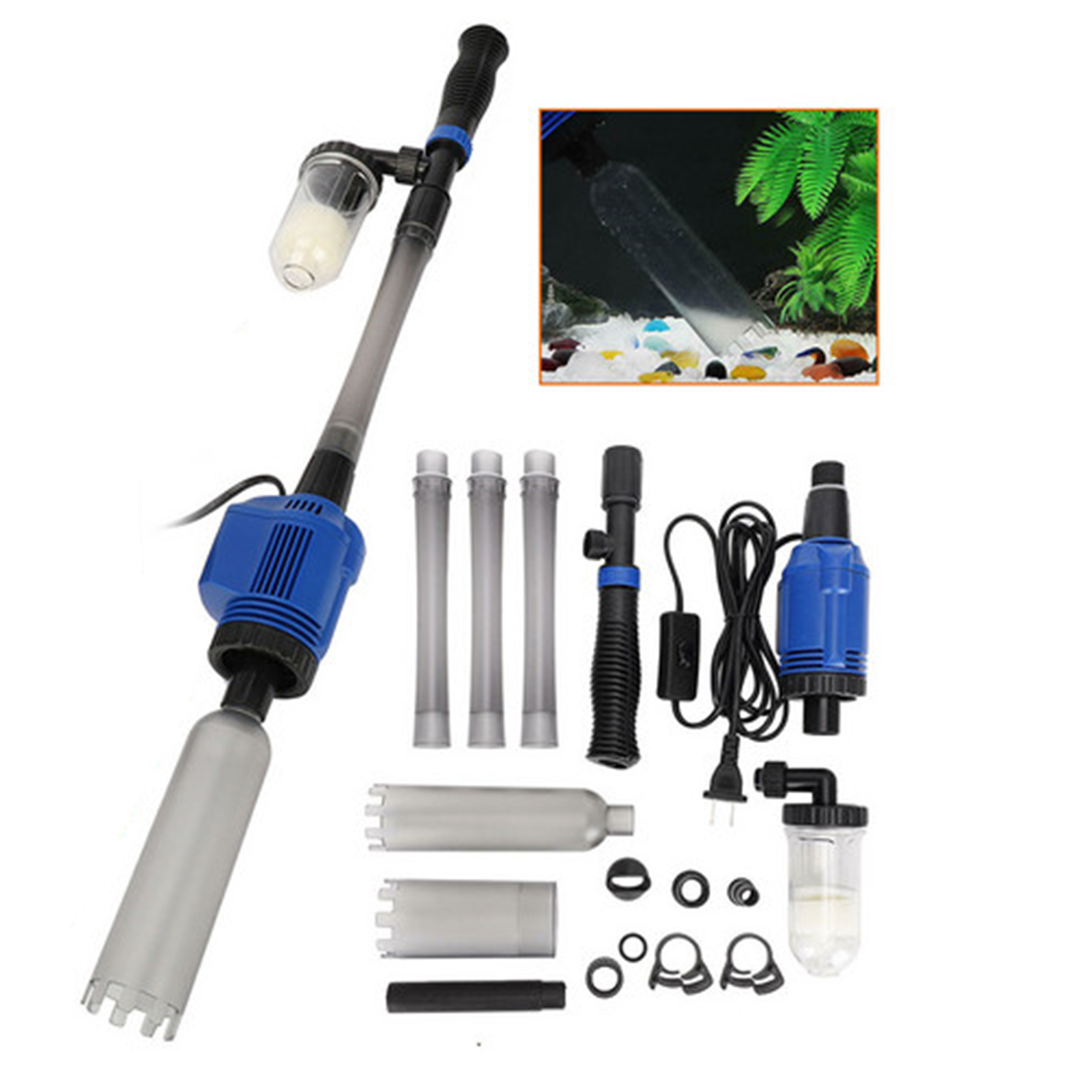 V201-GAA01BLU20AU_1_0 Electric Aquarium Fish Tank Cleaner Water Exchanger Siphon Vacuum Sand Cleaner - Image 1