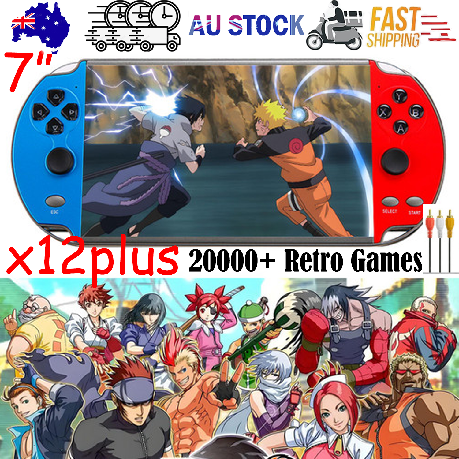 V201-GAME0016BL8AU-202505151832-00 20000+ Retro Games 7 inch Handheld Game Consoles Portable Games Console X12 Plus - Image 1