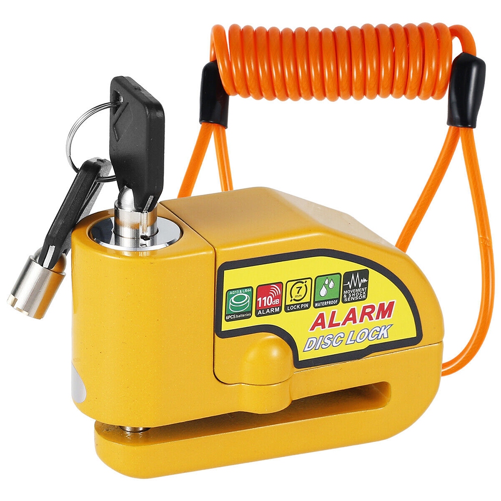 V201-HBZ1110YL8AU-65326-00 Motorcycle Alarm Disc Lock Electric Rotor Lock Motor Bicycle Bike Brake Security Yellow - Image 1