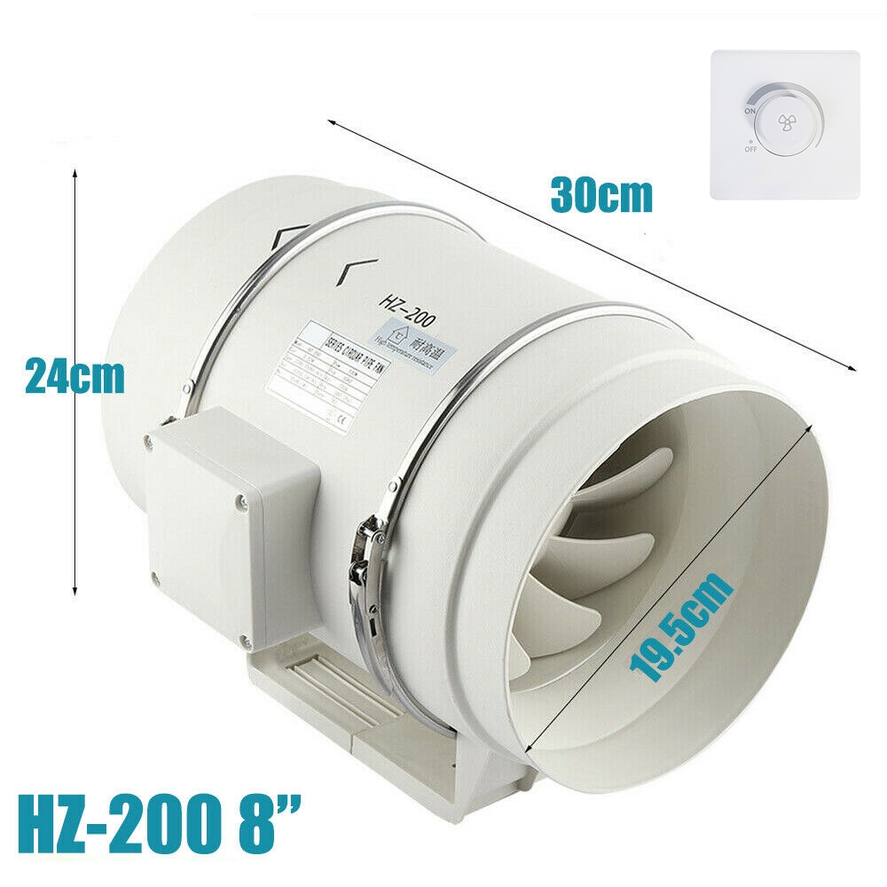 V201-HBZ1112WH8AU-81937-00 8inch Extractor Fan Duct Hydroponic Inline Exhaust Vent Industrial - Image 1
