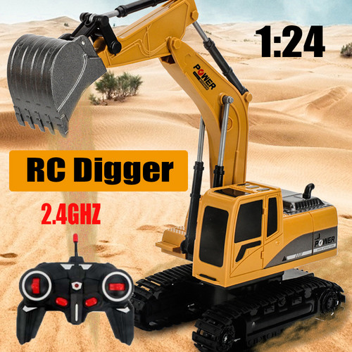 V201-HBZ1246YL8AU-203038-00 1:24 RC Digger Remote Control Excavator Construction Truck Vehicle RC Toys 6CH - Image 1