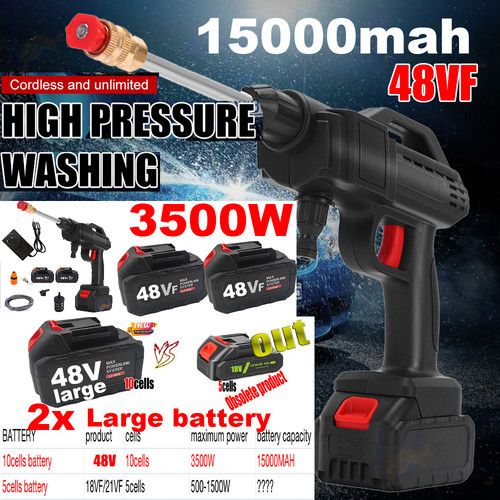 V201-SPRAY02BL8AU-67560-00 Electric Car Pressure Washer Cordless Spray Gun W/ 2 Battery Water Cleaner Tool - Image 1
