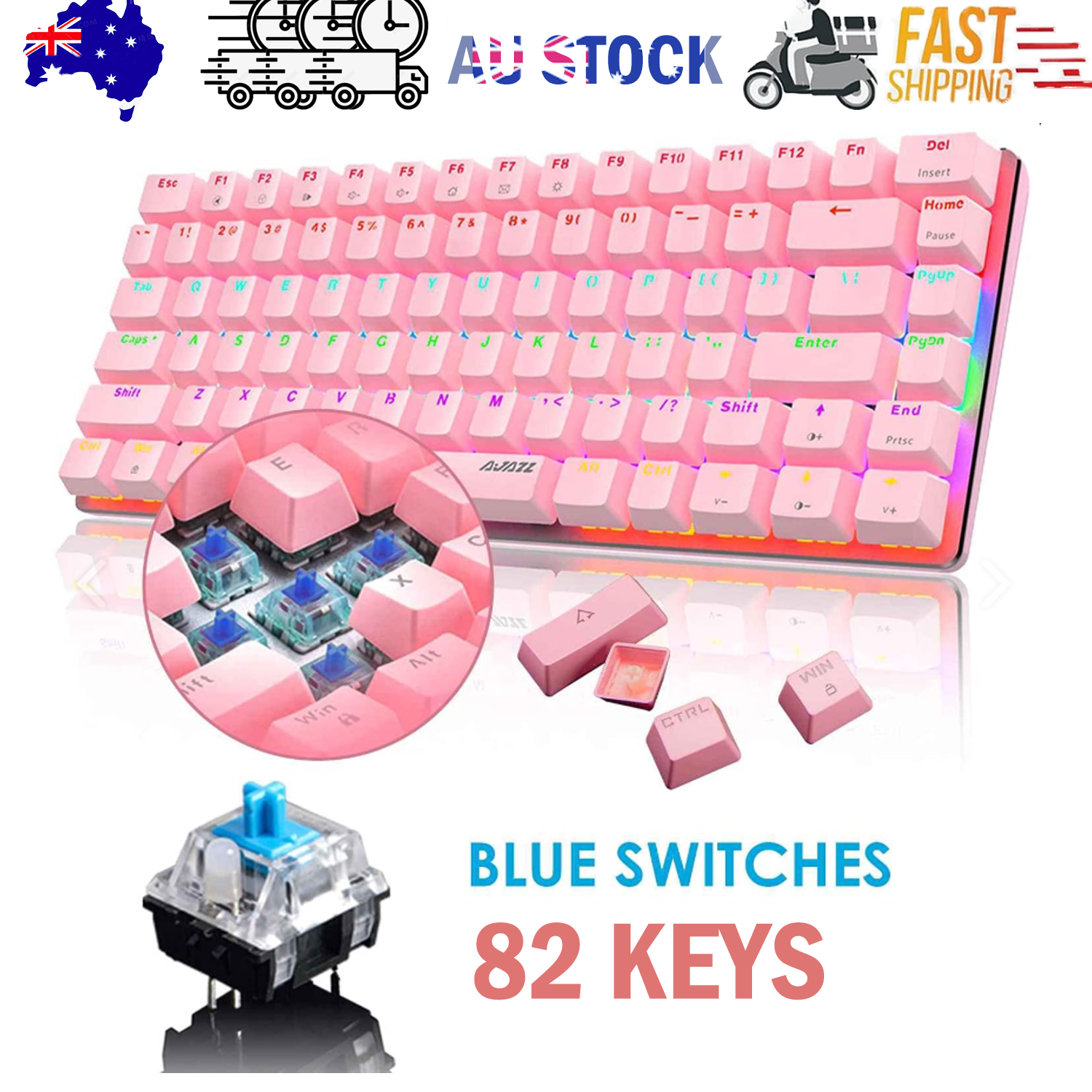 V201-W11325495-202504031753-00 AK33 82 keys Compact Gaming Mechanical Keyboard with Anti-ghosting Keys for Game - Image 1