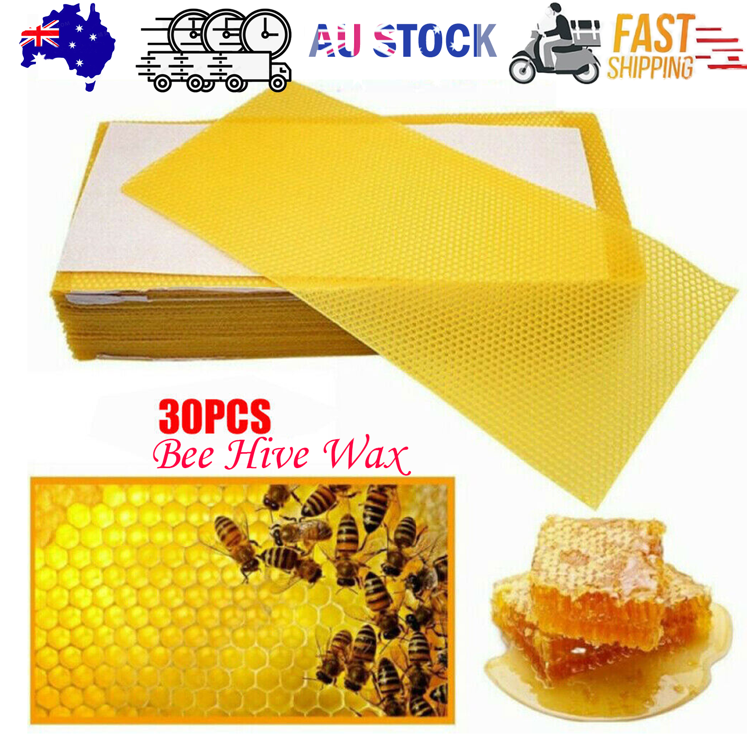 V201-W12466388-202504011243-00 30Pcs Bee Hive Wax Honeycomb Bee Hives Beekeeping Equipment Frames Foundation - Image 1