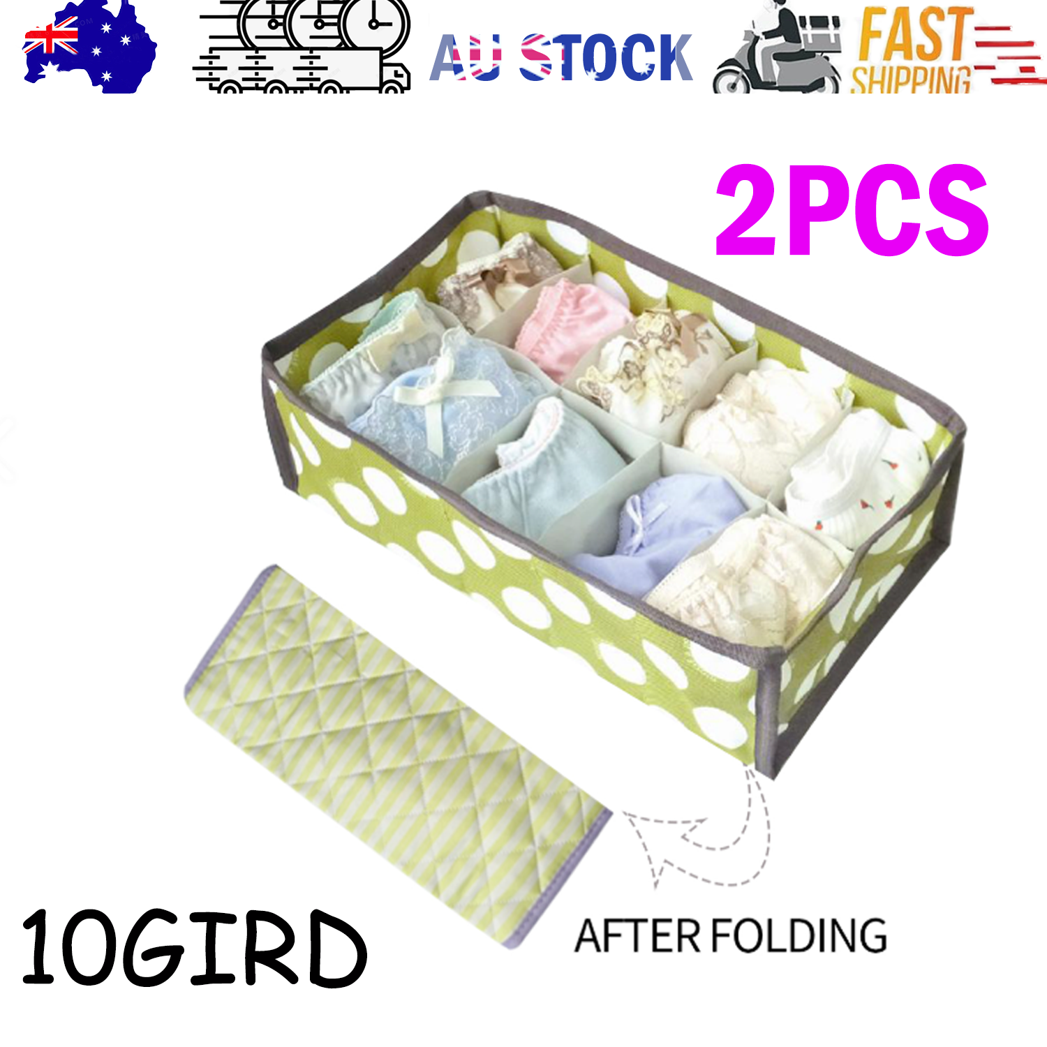 V201-W12583101-202504031752-00 2Pcs 10 Grids Underwear Sock Panties Drawer Storage Bag Organizer Wardrobe Box - Image 1
