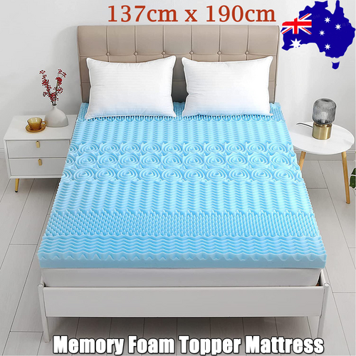 V201-W12782460-189234-00 7 Zone Memory Foam Topper Mattress Toppers Cool Gel Pad Mat Medium Firm 8cm Thick 137cm x 190cm - Image 1