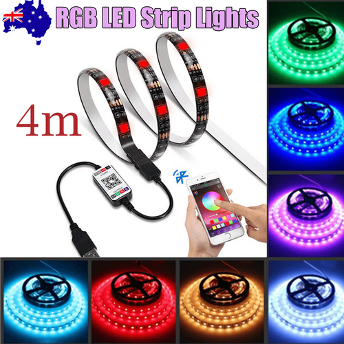 V201-W13177954-197933-00 4M RGB LED Strip Lights IP65 Waterproof 5050 300LEDs 12V USB Bluetooth Gift - Image 1
