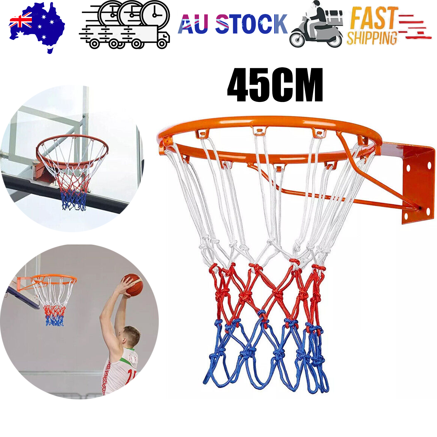 V201-W13250111-202505071532-00 45CM Basketball Ring Hoop Net Wall Mounted Outdoor Hanging Basket ProfessionalAU - Image 1