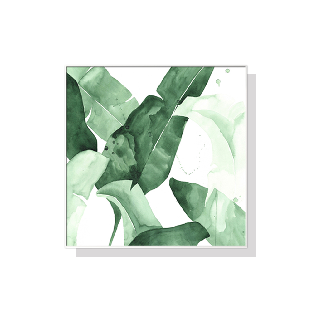 V207-1067_Tropical-Leaves-Square-Size_1 Wall Art 50cmx50cm Tropical Leaves Square Size White Frame Canvas - Image 1