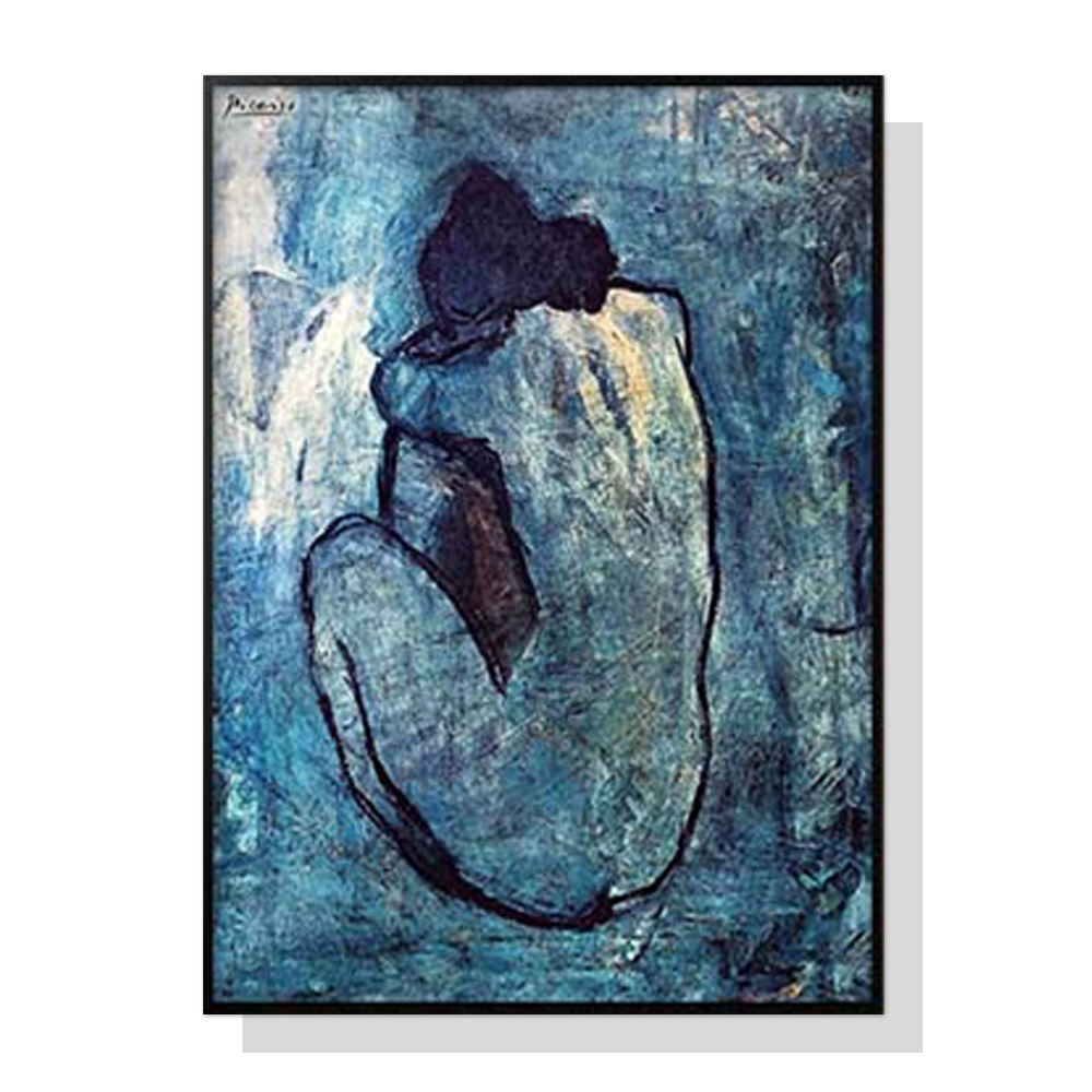 V207-1072_Blue-Nude-by-Pablo-Picasso_1 Wall Art 70cmx100cm Blue Nude by Pablo Picasso Black Frame Canvas - Image 1