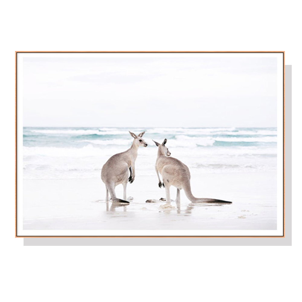 V207-1120_Kangaroo-wood-_1 Wall Art 70cmx100cm Kangaroo Wood Frame Canvas - Image 1