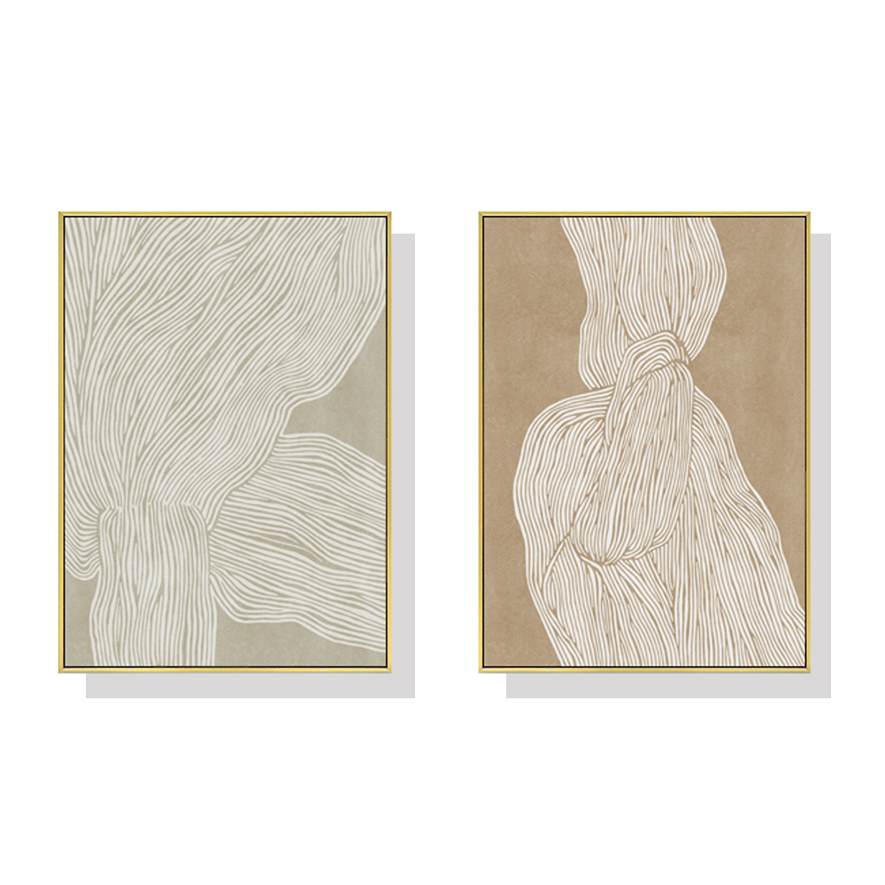V207-1153_Abstract-Line-2-sets_1 Wall Art 60cmx90cm Abstract Line 2 Sets Gold Frame Canvas - Image 1